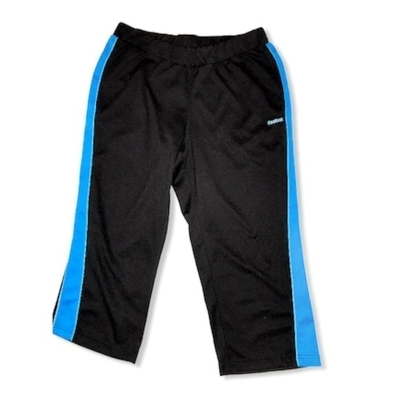 REEBOK Black w/ Blue Capri Striped Sweatpants - Picture 6 of 6